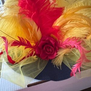 Navy blue, red, and yellow Kentucky Derby Hat